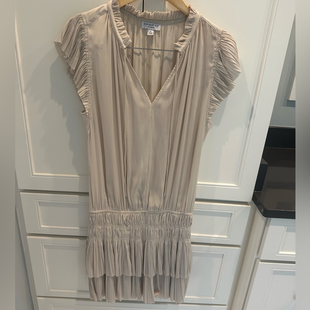 Champagne Pleated Skirt Mini Dress